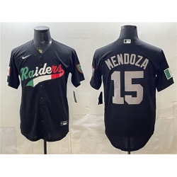 Men Las Vegas Raiders  15 Fernando Mendoza Black Mexico Cool Base Stitched Baseball Jersey