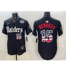 Men Las Vegas Raiders 15 Fernando Mendoza Black USA 250 Fourth of July Gothic Sin City Shadows Edition Vapor Limited Stitched Baseball Jersey Men Las Vegas Raiders 15 Fernando Mendoza Black USA 250 Fourth of July Gothic Sin City Shadows Edition Vapor Limited Stitched Baseball Jersey