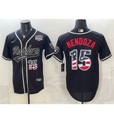 Men Las Vegas Raiders 15 Fernando Mendoza Black USA 250 Fourth of July Vapor Limited Stitched Baseball Jersey Men Las Vegas Raiders 15 Fernando Mendoza Black USA 250 Fourth of July Vapor Limited Stitched Baseball Jersey