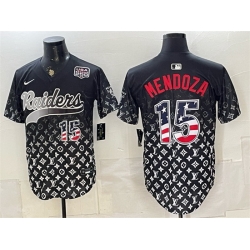 Men Las Vegas Raiders  15 Fernando Mendoza Black USA 250 Fourth of July Vapor Limited Stitched Baseball Jerseys