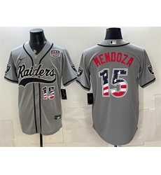 Men Las Vegas Raiders 15 Fernando Mendoza Grey USA 250 Fourth of July Vapor Limited Stitched Baseball Jersey Men Las Vegas Raiders 15 Fernando Mendoza Grey USA 250 Fourth of July Vapor Limited Stitched Baseball Jersey