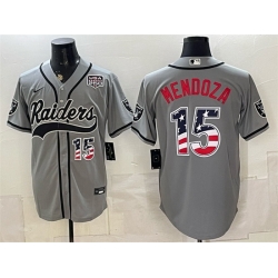 Men Las Vegas Raiders  15 Fernando Mendoza Grey USA 250 Fourth of July Vapor Limited Stitched Baseball Jersey