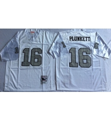 Men Las Vegas Raiders 16 Jim Plunkett White Silver M&N Throwback Jersey