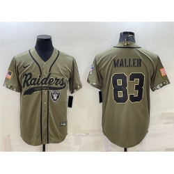 Men Las Vegas Raiders 83 Darren Waller 2022 Olive Salute To Service Cool Base Stitched Baseball Jersey