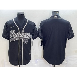 Men Las Vegas Raiders Blank Black Reflective With Patch Cool Base Stitched Baseball Jersey