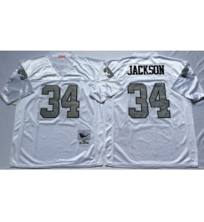 Mitchell And Ness Raiders #34 Bo Jackson White Throwback Stitched NFL Jersey
