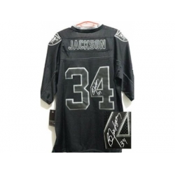 Nike Oakland Raiders 34 Bo.Jackson Black Elite Light Out Signed NFL Jersey