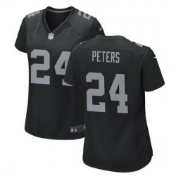 Women Las Vegas Raiders 24 Marcus Peters Black Stitched Jersey  Run Small