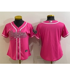 Women Las Vegas Raiders Blank Pink With Patch Cool Base Stitched Baseball Jersey