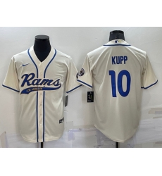 Men Los Angeles Rams 10 Cooper Kupp Bone Cool Base Stitched Baseball Jersey