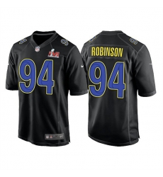 Men Los Angeles Rams 94 A 27Shawn Robinson 2022 Black Super Bowl LVI Game Stitched Jersey