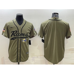 Men Los Angeles Rams Blank Olive Salute To Service Cool Base Stitched Baseball Jersey