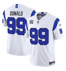 Men's Los Angeles Rams #99 Aaron Donald White 2026 F.U.S.E. With 4- Star C Patch Vapor Limited Football Stitched Jersey Men's Los Angeles Rams #99 Aaron Donald White 2026 F.U.S.E. With 4- Star C Patch Vapor Limited Football Stitched Jersey