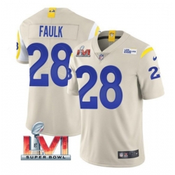 Nike Los Angeles Rams 28 Marshall Faulk Bone 2022 Super Bowl LVI Vapor Limited Jersey