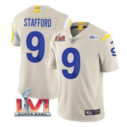 Nike Los Angeles Rams 9 Matthew Stafford Bone 2022 Super Bowl LVI Vapor Limited Jersey