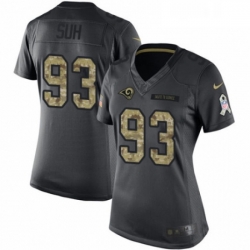 Womens Nike Los Angeles Rams 93 Ndamukong Suh Limited Black 2016 Salute to Service NFL Jersey