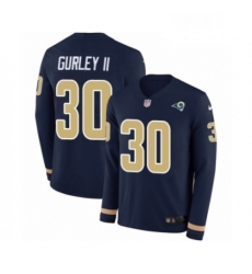 Youth Nike Los Angeles Rams 30 Todd Gurley Limited Navy Blue Therma Long Sleeve NFL Jersey