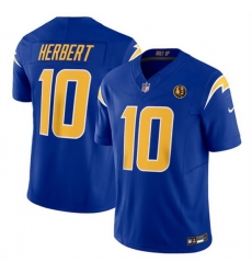 Men Los Angeles Chargers 10 Justin Herbert Royal 2023 F U S E  With John Madden Patch Vapor Limited Stitched Football Jersey