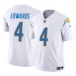 Men Los Angeles Chargers 4 Gus Edwards White 2024 F U S E  Vapor Limited Stitched Football Jersey