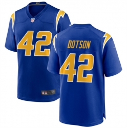 Men Los Angeles Chargers 42 Elijah Dotson Royal Stitched Game Jersey