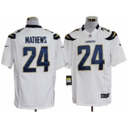 Nike San Diego Chargers 24 Ryan Mathews White Game NFL Jersey