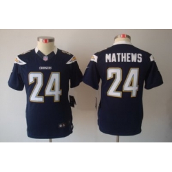 Youth Nike San Diego Chargers 24# Ryan Mathews Blue Limited Jerseys