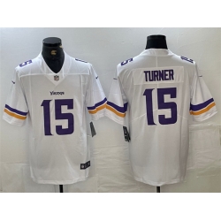 Men Minnesota Vikings 15 Dallas Turner White 2024 Draft Vapor Untouchable Limited Stitched Jersey