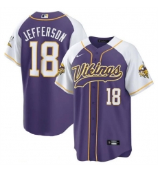 Men Minnesota Vikings 18 Justin Jefferson Purple White Cool Base Stitched Baseball Jersey