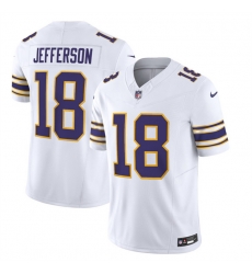 Men Minnesota Vikings 18 Justin Jefferson White 2023 F U S E  Vapor Untouchable Limited Stitched Jersey