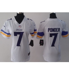 Women Nike Minnesota Vikings 7 Christian Ponder White Game NFL Football Jerseys 2013 New Style