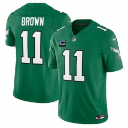 Men Philadelphia Eagles 11 A J  Brown Kelly Green 2025 F U S E  With 3 Star C Patch Vapor Untouchable Limited Throwback Stitched Football Jersey