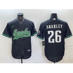 Men Philadelphia Eagles 26 Saquon Barkley Black Cool Base Baseball Stitched Jersey