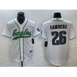 Men Philadelphia Eagles 26 Saquon Barkley White Cool Base Baseball Stitched Jersey