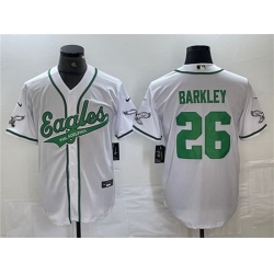 Men Philadelphia Eagles 26 Saquon Barkley White Cool Base Baseball Stitched Jerseys