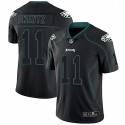 Mens Nike Philadelphia Eagles 11 Carson Wentz Limited Lights Out Black Rush NFL Jersey