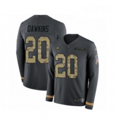 Mens Nike Philadelphia Eagles 20 Brian Dawkins Limited Black Salute to Service Therma Long Sleeve NFL Jersey