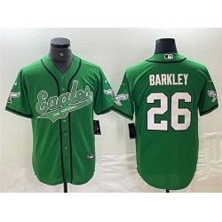 Men's Philadelphia Eagles #26 Saquon Barkley Green Cool Base Stitched Baseball Jersey