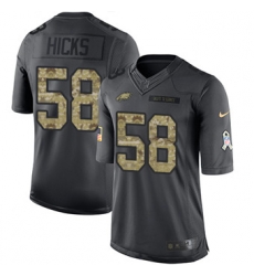 Nike Eagles #58 Jordan Hicks Black Mens Stitched NFL Limited 2016 Salute To Service Jersey