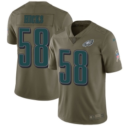 Nike Eagles #58 Jordan Hicks Olive Mens Stitched NFL Limited 2017 Salute To Service Jersey