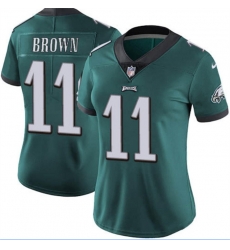 Women Philadelphia Eagles 11 A  J  Brown Green Vapor Untouchable Limited Stitched Football Jersey