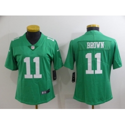 Women Philadelphia Eagles 11 A J  Brown Green Vapor Untouchable Limited Stitched Football Jersey