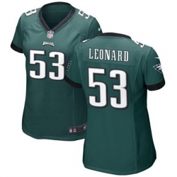 Women Philadelphia Eagles 53 Shaquille Leonard Green Stitched Football Jersey Run Small