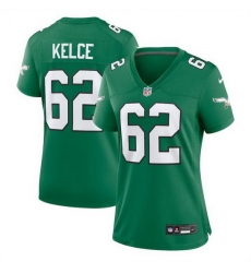 Women Philadelphia Eagles 62 Jason Kelce Green Stitched Football Jersey  Run Small