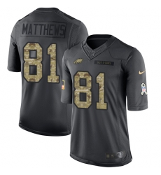 Nike Eagles #81 Jordan Matthews Black Youth Stitched NFL Limited 2016 Salute to Service Jersey