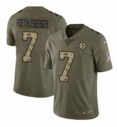 Mens Nike Pittsburgh Steelers 7 Ben Roethlisberger Limited OliveCamo 2017 Salute to Service NFL Jersey