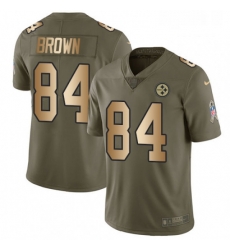 Mens Nike Pittsburgh Steelers 84 Antonio Brown Limited OliveGold 2017 Salute to Service NFL Jersey