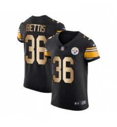 Mens Pittsburgh Steelers 36 Jerome Bettis Elite Black Gold Team Color Football Jersey