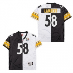 Men's Pittsburgh Steelers Jack Lambert #58 White Black Split Stitched NFL Football Jersey