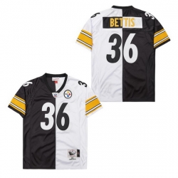 Men's Pittsburgh Steelers Jerome Bettis #36 White Black Split Stitched NFL Football Jersey