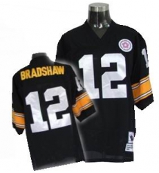 Pittsburgh Steelers 12 BRADSHAW black mitchellandness